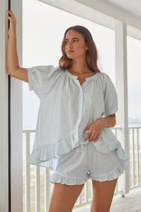 Sophie Sleep Set - Cotton - Gingham Pale Blue