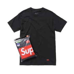 SUPREME HANES TAGLESS TEES (3 PACK)-BLACK