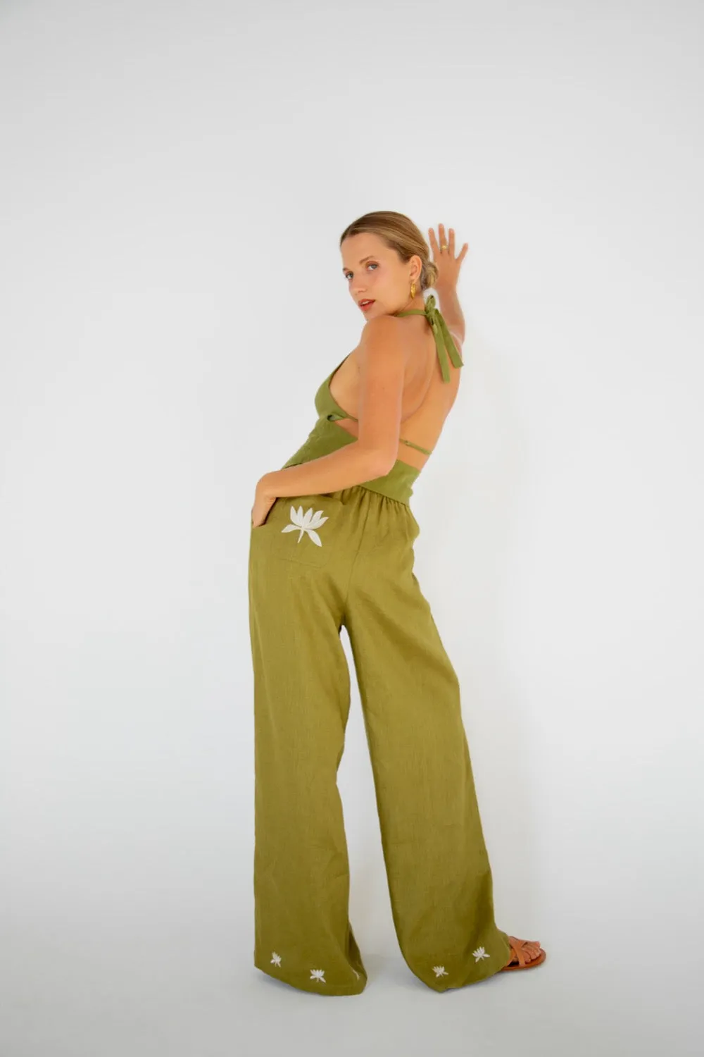 Terra Rossa Linen Pants Sage