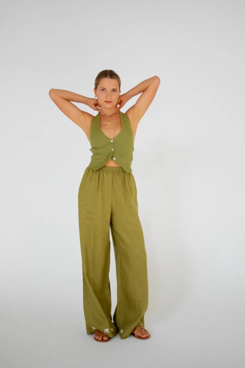 Terra Rossa Linen Pants Sage