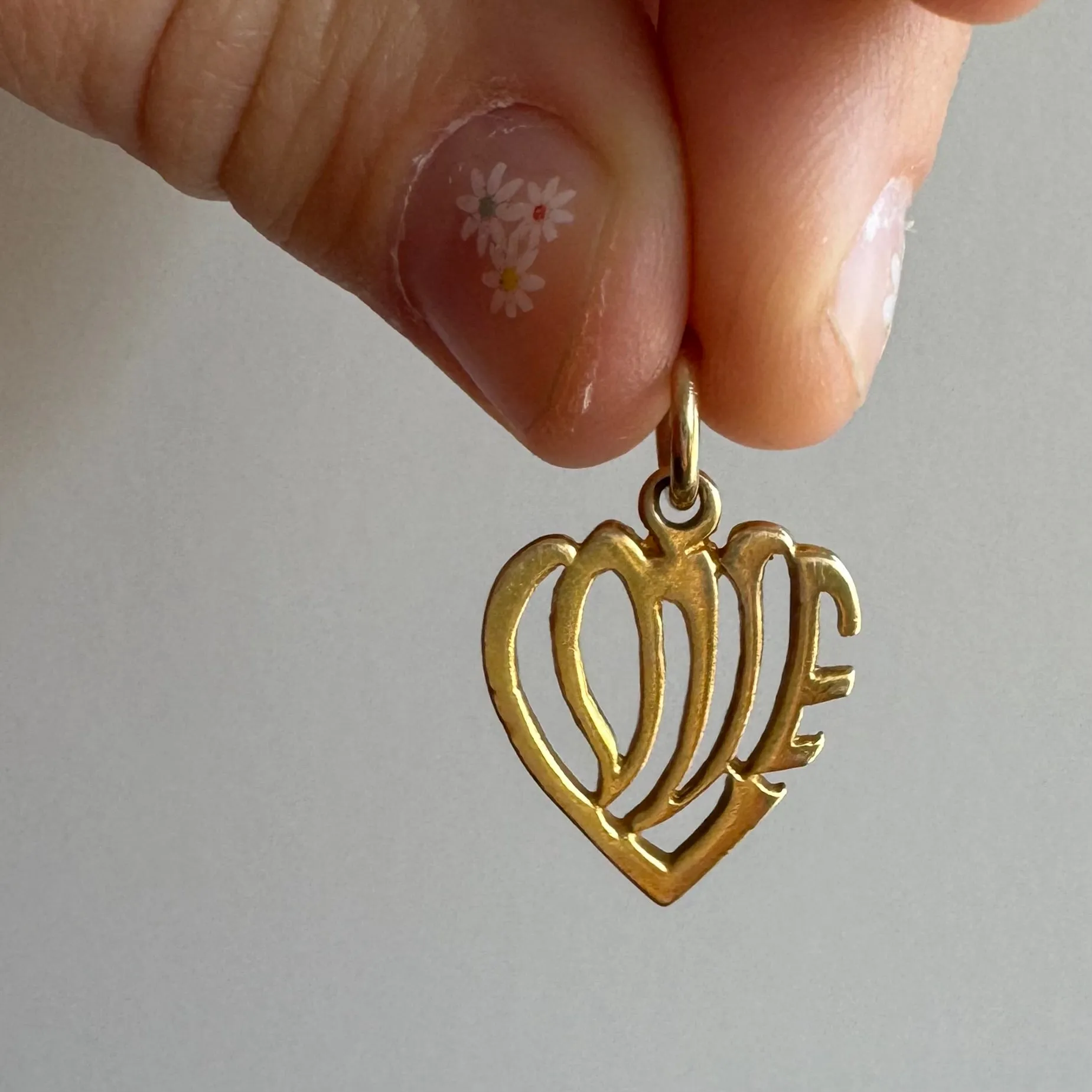 V I N T A G E // stylized LOVE / 10k yellow gold heart shaped love / a pendant