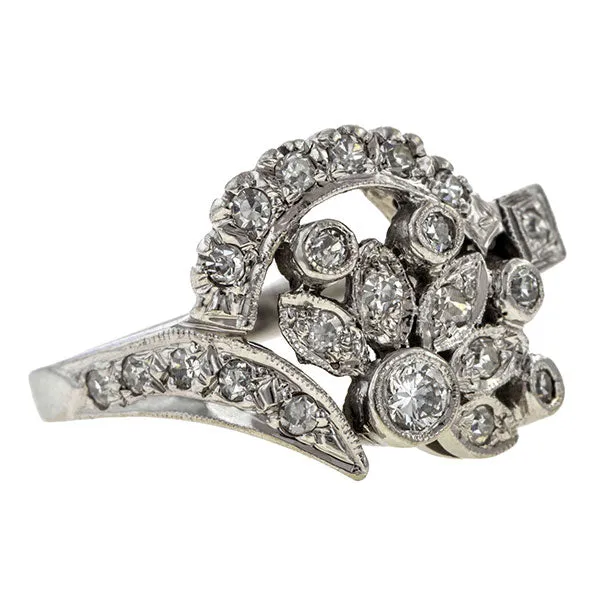 Vintage Foliate Motif Diamond Ring