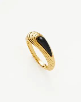 Wavy Ridge Gemstone Stacking Ring