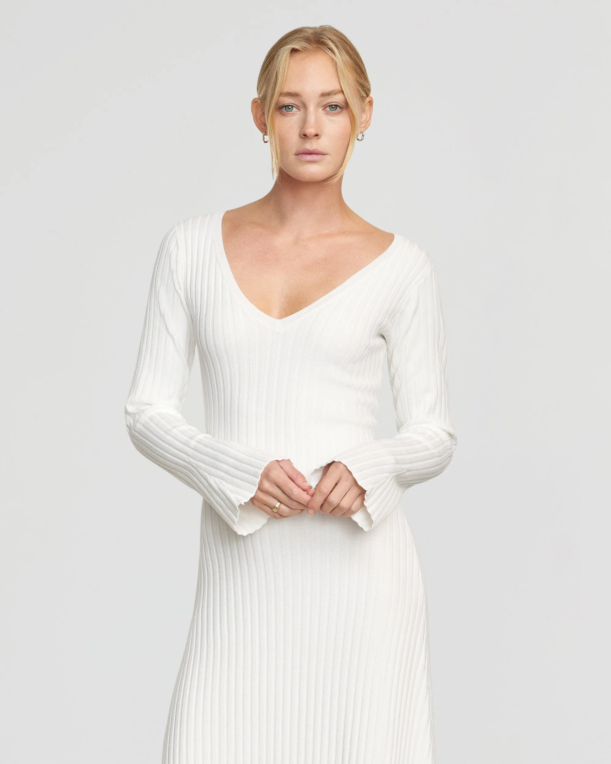 Wesley Ribbed V-Neck Sweater Dress