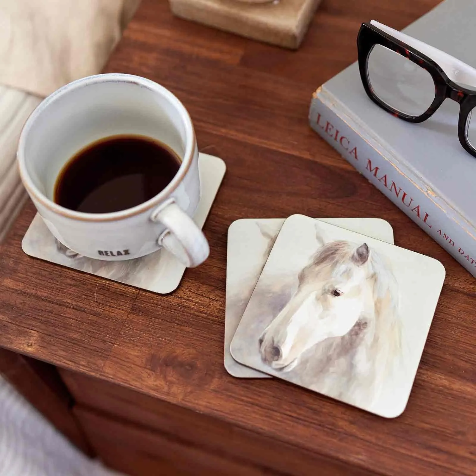 White Horse Square Art Coasters - Set of 4