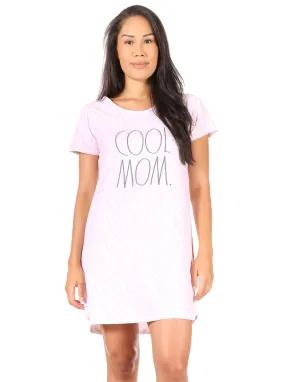 Women's "COOL MOM" Short Sleeve Leopard Print Nightshirt